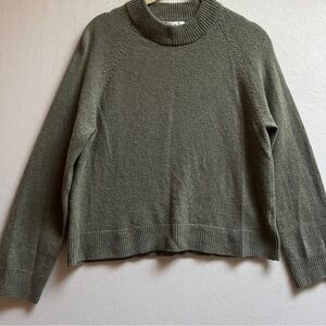 WERA Olive Green 100% Wool Crewneck Sweater Minimalist Scandi Sz S